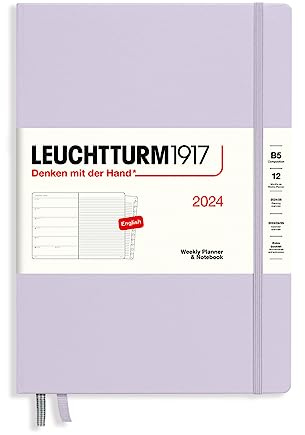 LEUCHTTURM1917 367752 Wochenkalender & Notizbuch Composition (B5) 2024, 12 Monate, Lilac, Englisch