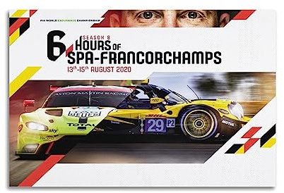 ALTUY Poster sur toile Motif championnat du monde FIA World Endurance 6 heures de spa Francorchamps 30 x 45 cm