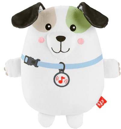 Fisher-Price Schlummer Hündchen Spieluhr - Tragbarer weicher Plüschklangerzeuger mit beruhigender Musik auf Reisen, 4 Wiedergabeeinstellungen, maschinenwaschbar, ab 3 Monaten, HTJ68