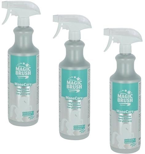 RL24 MagicBrush - Mähnen- & Fellglanzspray ManeCare – 3 x 1000 ml | (3er Set) – Spray – Mähnenspray für Pferde – Leichtkämmspray für Glanz – Pferde Mähnenspray & Schweifspray