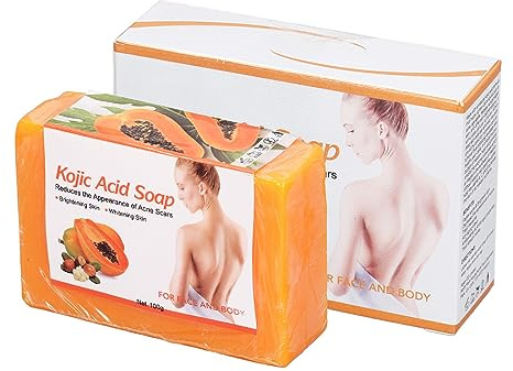 Kojisäure-Seife Dunkle Fleckenentferner Haut Valitsäure Kojisäure Papaya Aufhellende Kräuterriegel für Unisex Kurkuma-Seife für Gesicht und Körper Kojisäure-Seifen Feste Seifenrieg