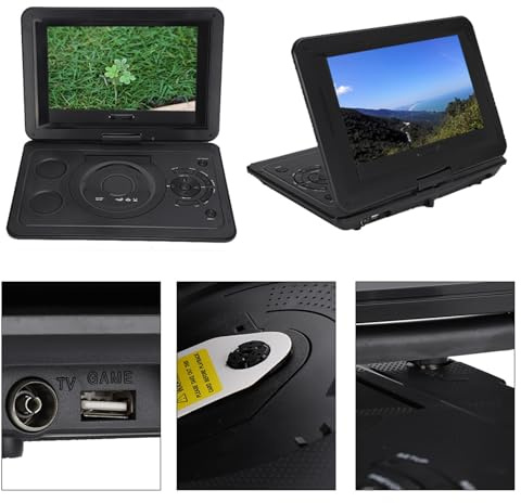 DVD Player, 13.9Inch FM Radio Receiver, Portable DVD Player, 16:9 LCD Screen Office for Home (UK Plug)