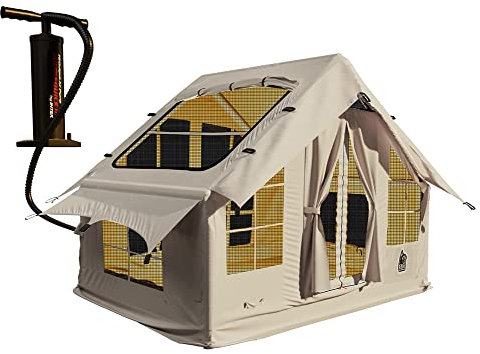 Outdoor-Zelte für Camping, wasserdicht, einfacher Aufbau, mittelgroßes aufblasbares Campingzelthaus für 2–4 Personen, Segeltuchzelt, 4-Jahreszeiten-Familien-Glamping-Zelte, Luftaufblaszelt-Kabine
