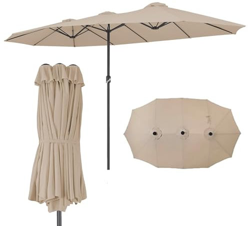 HESHEQ Marktschirm Kurbel-Schirm Großflächiger Sonnenschirm Marktschirm wasserdicht UV-Schutz Robust und Stabil Rechteckig for Garten, Balkon und Terrasse