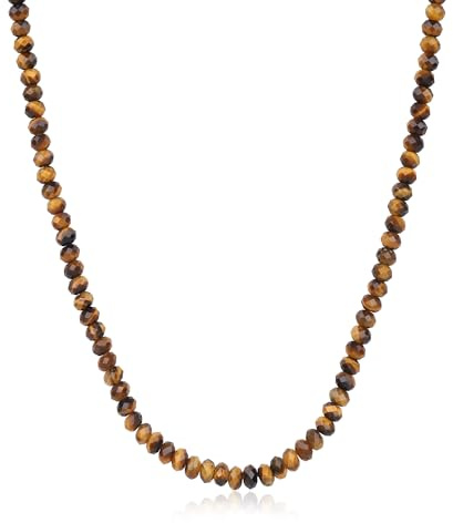 GAVU Herren Kristall Perlenkette mit Edelstein Perlen-Schwarzer Onyx & Tigerauge