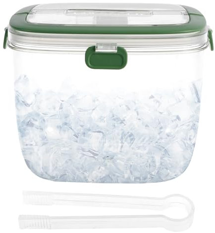 Ice Bucket with Lid and Ice Tong, 5L Sealed Ice Bucket Container with Handle, Portable Plastic BPA Free Ice Cube Tray, Multifunctional Ice Storage Bin for Cocktail Freezer Bar Parties Barbeque Camping