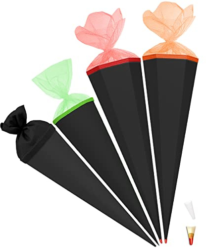 alles-meine.de GmbH Schultüte - Rohling - SCHWARZ - Größe wählbar - 35-100 cm - 6 eckig - Tüllabschluß - mit/ohne Kunststoff Spitze - Zuckertüte - Markneukirchen - Jungen Mä..