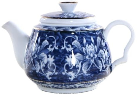 MOKLYF Teiera Teiera in Ceramica Teiera per Uso Domestico tè Nero tè Pu'er Teiera in Porcellana Blu e Bianca Teiera Fatta a Mano Teiera Singola Antica Teiera(