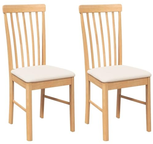 vidaXL Sedie da Pranzo con Cuscini 2 pz in Legno Massello di Hevea, Sedia da Pranzo, Sedia da Cucina, Sedile da Pranzo, Sedia, Sedia da Soggiorno