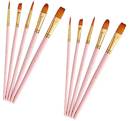 10 Stück Holzgriff mit Nylonhaaren Aquarell und Ölgemälde für Künstler Professionelle Malpinsel für Anfänger und Kunstliebhaber für Acryl- Gouache und Wasserfarben
