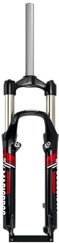 DHNCBGFZ 26 Zoll Mountain Federgabel Federweg Aluminiumlegierung Mechanische Gabel 28,6 Mm Gerades Rohr Schulterkontrolle Mountainbike-Gabel Scheiben/V-Bremse QR 9 Mm(Black red)