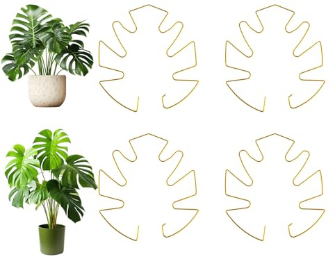 Tinoaly 4 Pezzi Supporto per Piante Monstera, Metallo Supporto per Monstera Stabilizzatore Steli di Piante Rampicanti for Interni Esterni Accessori Giardinaggio (Oro)