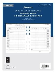 Filofax Kalender A5 Multi 1 Monat auf 2 Seiten tabbed (deutsch)2026