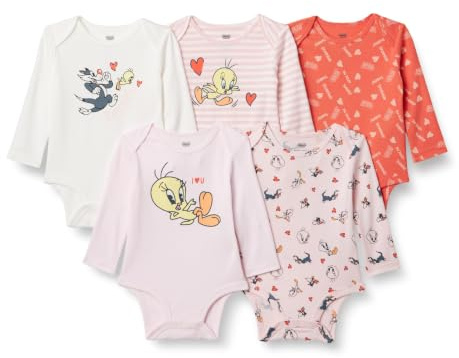 Amazon Essentials Harry Potter – DC Comics – Looney Tunes unisex långärmad body för bebisar, paket med 5