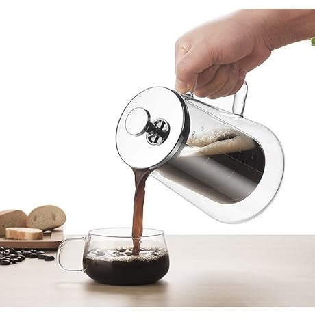 Vortex XLYTB650 - Cafetera de vidrio de doble capa de prensa francesa de 650 ml, diseño elegante, resistente al calor, perfecta para el hogar y la oficina, capacidad de 2-3 tazas