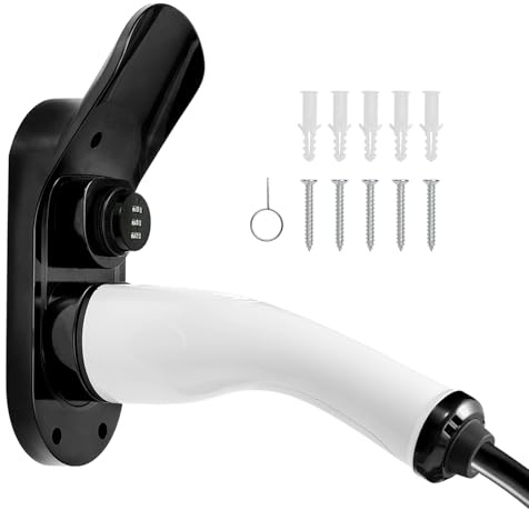 WojBear Type 2 EV Charger Cable Holder, Anti-Theft Protection for Cable and Charge, Mechanical Combination Lock with Adjustable Password, Wall Mount Holder for Electric Car with IEC 62196-2 Plugs