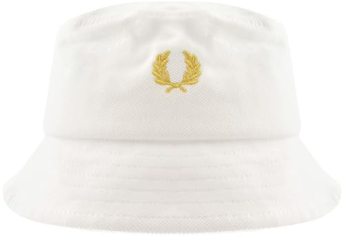 Fred Perry HW6730 Fischerhut für Herren und Damen, Unisex, aus 100 % Baumwolle, Ecru & Warm Stone, Größe M