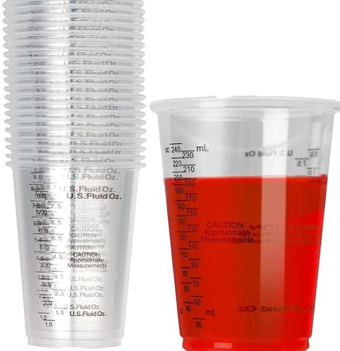 30 vasos medidores transparentes con escala,Measuring cupsVasos,Vaso medidor,Reutilizable,Mezcladoras de plástico para líquidos, pinturas y resinas mezcladas