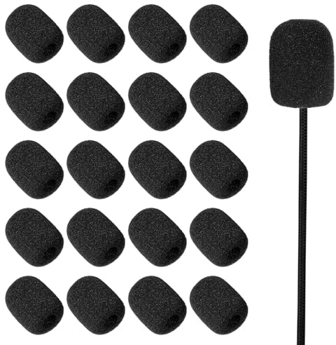 LIQWEI 20 Stück Ersatz Windschutz Mikrofon, Schwarz Lavalier Windschutz Mini-Mikrofon Headset Windschutzscheibe Schaumstoff Spuckschutz Windschutzscheibe Für Bühnenperformance Treffen
