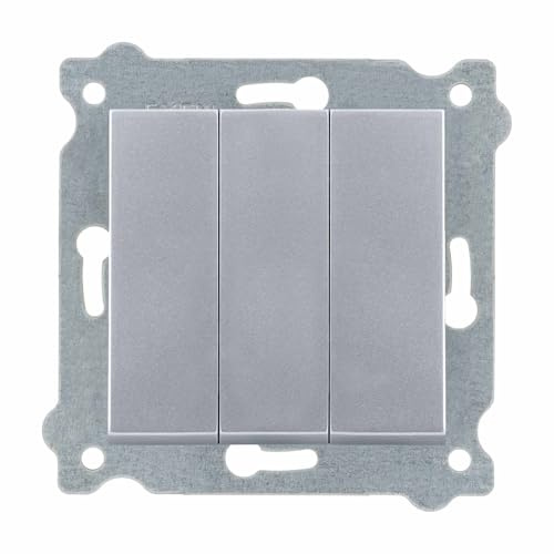 EXEN - Interruptor Empotrado para Luz - Interruptor de Pared Plata 3-Vías - All-in-One Compatible con las Series KARELL/ODAK/COMFORT - 213/10E