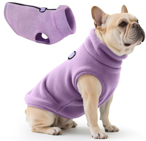 Oslueidy Hundemantel Fleece Hunde Jacken Hund warme Mäntel Winter Haustier Kleidung Hoodies Pullover Jumpsuit Hund Schnee Outfits Weste für kleine mittlere große Hunde XS-XXL (Lila, S)