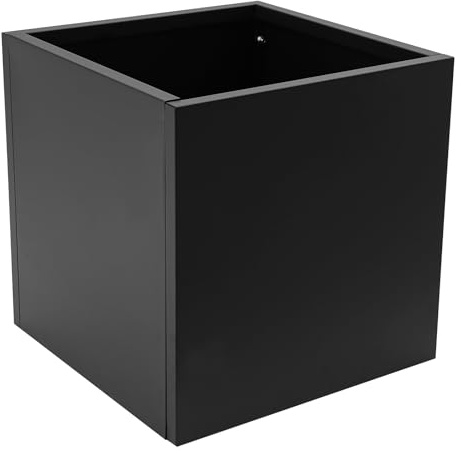 YNAADYH planteringskruka stor utomhus, 60 x 60 cm blomkruka stor utomhus, svart kub planteringslåda, blomkruka XXL inomhus utomhus plantering kvadrat utomhus (svart-B)
