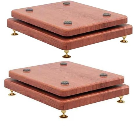Lot de 2 supports d'enceintes avec plateau d'isolation pour caisson de basses, cuivre fixe Na pour la maison, le bureau et le studio, 35 x 35 x 8 cm – Qualité sonore et stabilité améliorées