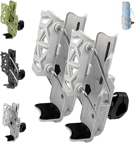 Self Adjusting Cup Holder, Adaptive Cycling Bottle Holder,Adjustable Handlebar Crash Bar Mount Cup Cage,360 Degree Rotating Auto-Lock Water Bottle Holder for Motorcycle Bicycle