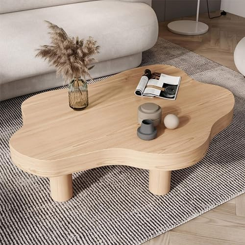 Moderna mesa auxiliar de madera con forma de nube con diseño irregular y esquina redonda gruesa de 3 patas para muebles de sala de estar