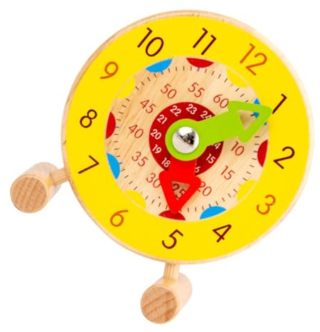 UPKOCH Wooden Educational Teaching Clock for Safe Wood Learning with Hands Mini Cognitive Clock for Early Childhood Telling Skills Development