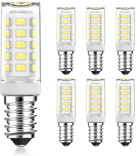 Cxyemt E14 LED Lampen 4W, Ersatz für 50W 60W Halogenlampen, 6000K Kaltweiß Leuchtmittel, AC230V, 550lm, 360° Abstrahlwinkel, Nicht Dimmbar, E14 LED Glühbirne für Kühlschrank,Dunstabzugshaube, 6er Pack