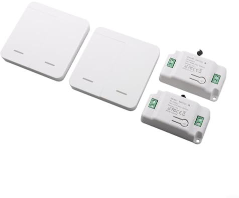 Advokingtap Kit de interruptor de luz inalámbrico con control remoto RF, interruptor de pared de 2 bandas y dos receptores para iluminación interior y exterior
