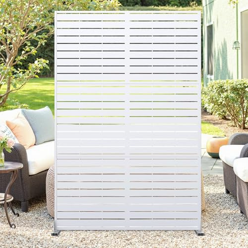 Crevyteg Paravent Raumteiler mit Ständer 182x120cm, Verzinkter Stahl Gartensichtschutz, Dekorativer Trennwand Sichtschutz Raumteiler für den Außenbereich, Hinterhof, Balkon, Terrasse, Garten, E