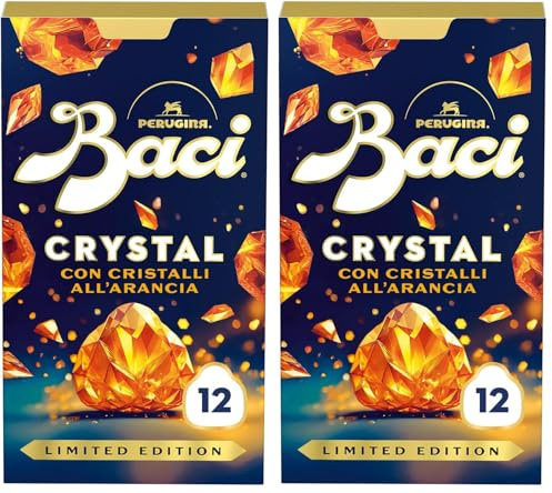 BACI PERUGINA Crystal Cioccolatini Fondenti all'Arancia ripieni al Gianduia, Scatola 150g (Confezione da 2)