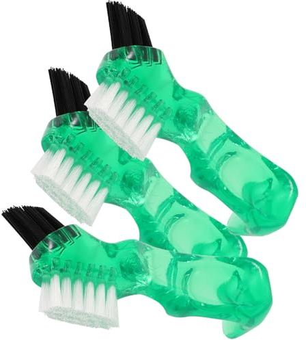 FOMIYES Ensemble de 3 Brosses à Dents pour Prothèses Dentaires Adultes, Mini Brosse de Nettoyage Croisée Verte, Portable Multifonction pour Soins Bucco-dentaires à Domicile
