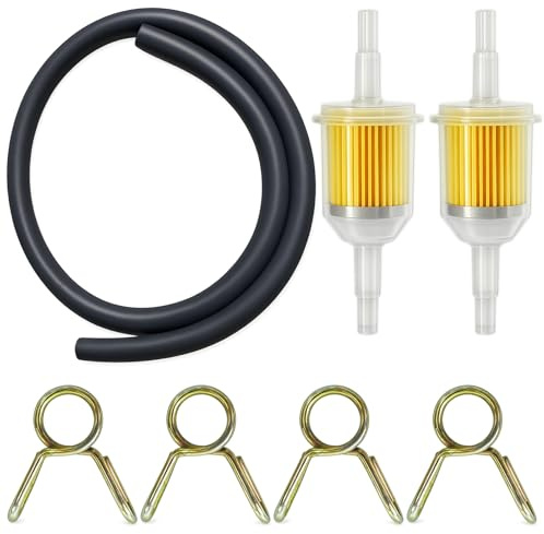 7Pcs Inline Fuel Filter, Fuel Filter, Diesel Heater Fuel Line—7Pcs Kit With 5m Hose & Clamps For Motorcycles, Mowers & Small Engines