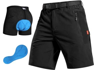 INBIKE Culotte Cortos de MTB Hombre para Ciclismo y Bicicletas de montaña Bolsillos con Cremallera,Resistente al Agua,Transpirables,Secado Rápido,para Outdoor CS106