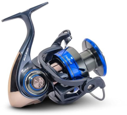 AQUANTIC Salt Shad Fishing Reel, Größe 6000, Graphit-Body, 9+1 Edelstahlkugellager, CNC-Aluminium-Handle, Fast-Drag mit Carbon-Bremsscheiben, Heilbutt