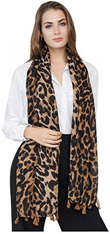 UK_Stone Damen Leopard Schal Klassisch Halstuch XXL Damenschal Warm Winterschal aus Polyester für Weihnachten, Braun