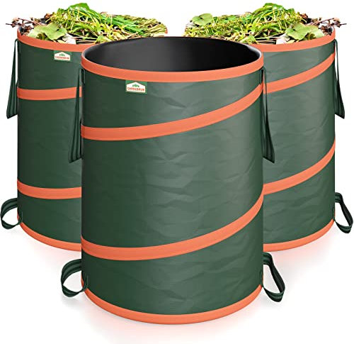 GARDEBRUK® Gartenabfallsack 3x85 Liter 30 kg Belastbarkeit stabil robust abwaschbar Garten Pop up Rasensack Gartentasche Laubsack