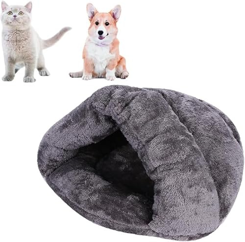 ITODA Lit Canapé pour Animaux de Compagnie Portable Douillet Caverne pour Chat Chien Doux Sac de Couchage d'animaux Grande Nid Housse Epaississant Confortable Grotte Chat Chien Semi-Couverte