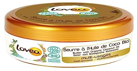 LOVEA - Butter mit Bio-Kokosöl – vielseitig einsetzbar – nährt die Haut & trockenes Haar – 100% natürlicher Herkunft – ohne zusätzlichen Duft – Vegan – Bio-zertifiziert – hergestellt in Frankreich –