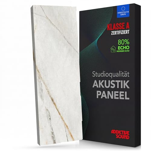 Addictive Sound Akustikbild Schallabsorber 148x50x6 cm, Marble 4 | Breitbandabsorber ab 100 Hz, Kunstdruck auf Akustikstoff, EU-Produktion, Wand- und Deckenmontage-Set inklusive