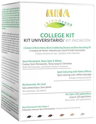 MINA Ibrow Henna College Kit -6 Farben von Ibrow Henna, Brow Conditioning Cleanser und Brow Ernährung Öl