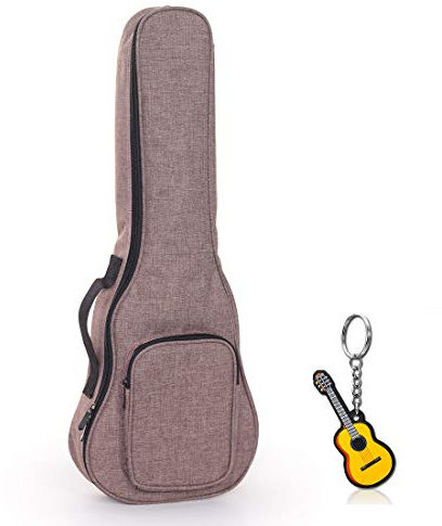 Longteam Leinen Einfache Ukulelen Koffer 10mm Schwamm Tragbare wasserdichte Ukulelen Tasche Abdeckung Uke Gig Bag mit Zubehör Aufbewahrungstasche (23 In Concert, Braun)