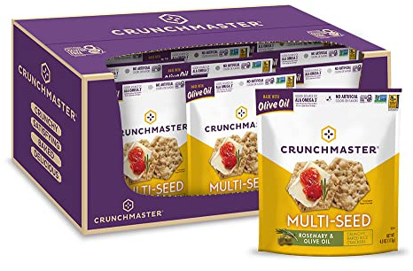 Crunchmaster Multi-Seed Gluten-Free Rosemary & Olive Oil, 4 Ounce Bags (Pack of 12)