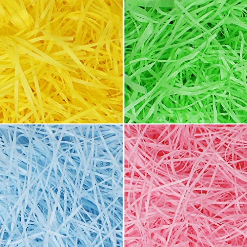 1000 g (36 oz) Mehrfarbiges Regenbogen-Ostergras recycelbares Papier in Pastellfarben (rosa, gelb, himmelblau und grün) für Ostereiersuche, Osterkorb-Füller, Oster-Partygeschenk, Oster-Dekoration