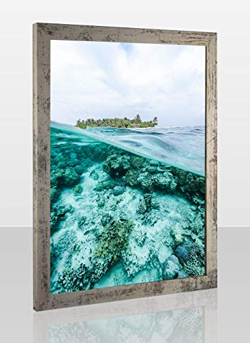 Bonito Slimline Profil Bilderrahmen Posterrahmen 48x68 cm Beige Vintage Shabby Chic 68x48 cm Puzzlerahmen Diamond Painting mit Antireflex Kunstglas