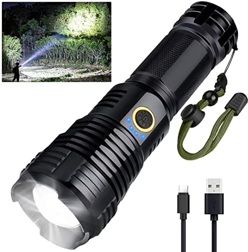 BengMxj Rechargeable LED Flashlights,990000 High Lumens Tactical Flashlight with Zoomable Super Bright Waterproof Flashlights for Emergencies,Camping,Hiking,Home