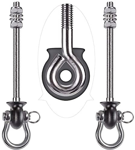BeneLabel 2er Schaukelhaken, 245mm Hängematte Befestigung Holzbalken M10 Schwerlast Hängesessel Aufhängung Betondecke Edelstahl Drehbar Boxsack Deckenhalterung ösenhaken zum Schrauben, Bis 680kg